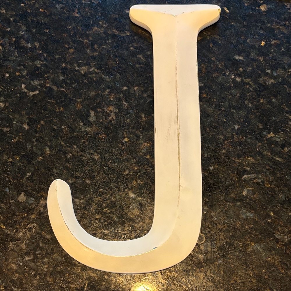 White Wooden Letter J Wall Decor